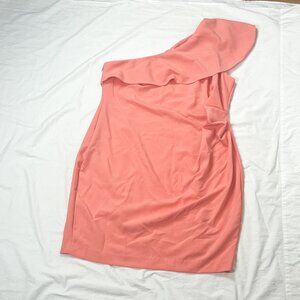 Lane Bryant Christian Siriano Size 22 Coral Peach One Shoulder Ruffle Dress EUC